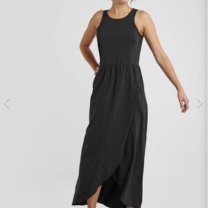 Toad&Co Black Sleeveless Wrap-Hem Maxi Dress